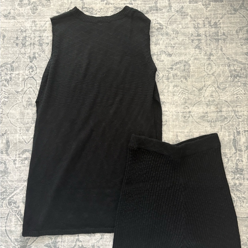 Black Knit Tank Top and Shorts Set